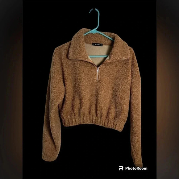 Zaful Sweatshirt Womens M Medium Brown Forever Young Cropped Long Sleeves - Picture 2 of 4